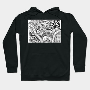 Abstract black and white Coloring page inspired by zentangle 2 Hoodie